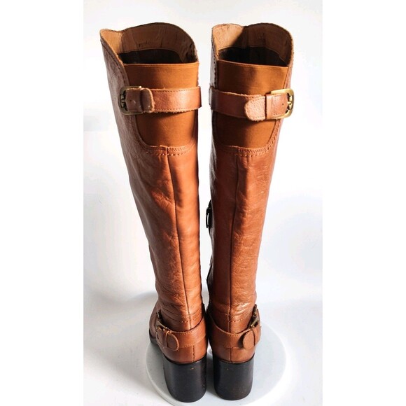 Franco Sarto Size 8 M Leather Knee High Tall Riding Boots Camel Tan Equestrian - Picture 4 of 15